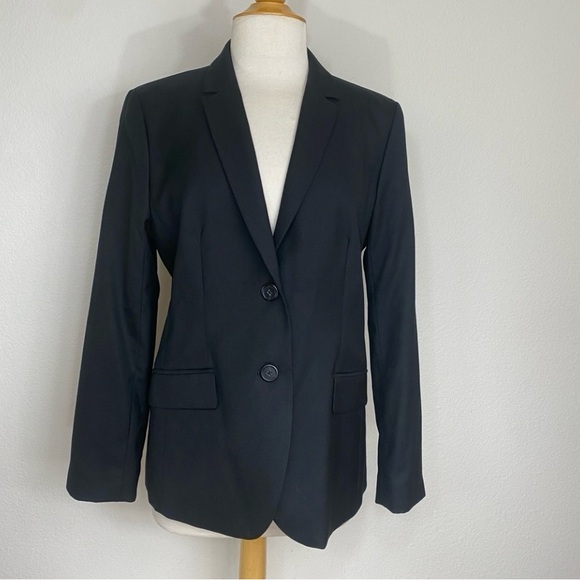 New J. Crew Women Black Wool Super 120's Blazer Jacket Size 12 Classic Preppy
